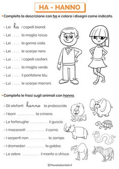 the spanish language worksheet for children with pictures of animals and people on it