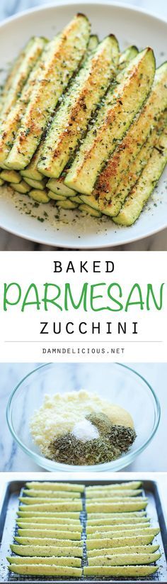 Baked Parmesan Zucchini - Crisp, tender zucchini sticks oven-roasted to perfection. It's healthy, nutritious and completely addictive! Baked Parmesan Zucchini, Zucchini Crisps, Zucchini Sticks, Zucchini Recipe, Parmesan Zucchini, Makanan Diet, Zucchini Recipes, Veggie Dishes, Vegetable Dishes