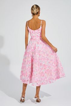 The Wendell Pink Flower Slip Dress exudes a chic and sensual charm that is perfect for both casual beach parties and sophisticated evening affairs. Its off-shoulder design and floral pattern highlight your feminine beauty, making it an ideal choice for vacations or romantic dates. Crafted with attention to detail, this dress is a must-have for any fashion-forward woman.  Dress Length: Approx 115cm Materials: Polyester Gentle Dry Clean Only  The model is 5 ft 7 and wears size S  Color may vary du Summer Floral Dress With Sweetheart Neckline For Party, Spring Party Floral Dress With Sweetheart Neckline, Summer Party Midi Dress In Feminine Style, Summer Party Midi Dress With Feminine Style, Feminine Summer Midi Party Dress, Summer Rose Print Midi Floral Dress, Summer Midi Floral Dress With Rose Print, Summer Dress With Rose Print And Sweetheart Neckline, Summer Evening Floral Midi Dress