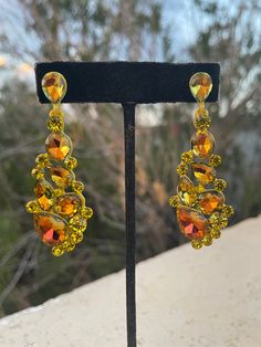 yellow green dangling earrings Bohemian Yellow Dangle Chandelier Earrings, Yellow Chandelier Earrings, Yellow Bohemian Dangle Earrings, Retro Yellow Dangle Jewelry, Vibrant Yellow Dangle Earrings, Beaded Jewelry, Jewelry Earrings Dangle, Etsy Earrings, Dangle Drop Earrings