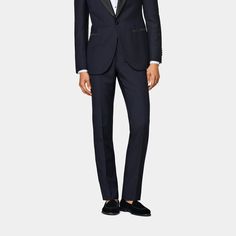 Tailored to a slim fit, these navy
 Brescia tuxedo pants are cut from S110’s wool by Italy’s Vitale Barberis
 Canonico, and feature side adjusters and a silk-lined side seam. Semi-formal Tuxedo Pants With Pressed Crease, Tuxedo Style Business Pants In Suiting Fabric, Business Tuxedo Pants In Suiting Fabric, Luxury Fitted Pants For Black-tie Events, Tailored Tapered Leg Suits For Formal Occasions, Tailored Tapered Leg Suits For Formal Events, Formal Suits With Welt Pockets Trousers, Tailored Tuxedo Pants For Business, Formal Tuxedo Bottoms With Welt Pockets