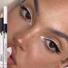 White Eyeliner Pencil, Khol Eyeliner, Color Eyeliner, 20 Makeup, Eye Makeup Cosmetics, Swag Makeup, White Eyeliner