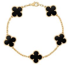 Gold Clover Bracelet in Black