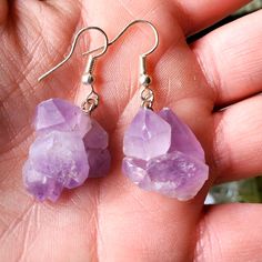 Brand New Handmade Freeform Rough Raw Natural Amethyst Point Earring 23*18*13mm Amethyst Point, Raw Amethyst, Amethyst Earrings, Purple Amethyst, Color Purple, Amethyst, Handmade Jewelry, Jewelry Earrings, Women Jewelry