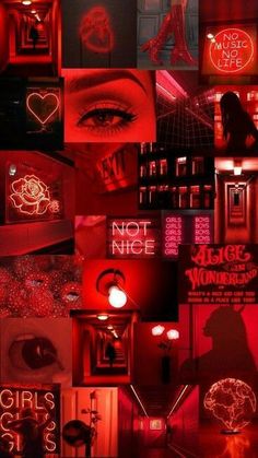 a collage of images with neon lights