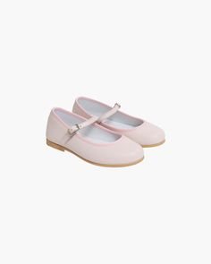 Beautiful and elegant Mary Jane shoes in pale pink. Made in Spain off a very soft calf leather, they feature a soft heel and a padded insole for best support. Suitable for all seasons and exclusive colour for any outfit in your little one's wardrobe. Pink Leather Ballet Flats With Leather Sole, Pink Leather Mary Janes With Rubber Sole, Cream Closed Toe Leather Shoes For Spring, Pink Ballet Flats With Leather Sole, Classic Pink Ballet Flats With Round Toe, Spring Flat Leather Shoes With Soft Sole, Spring Cream Leather Shoes With Rubber Sole, Classic Pink Round Toe Ballet Flats, Spring Slip-on Mary Janes With Soft Sole