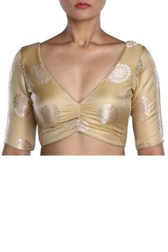 Golden Blouse Designs Pattern Style, Brocade Blouse Designs Pattern Fashion Styles, Golden Blouse Design, Golden Blouse Designs, Gold Blouse Designs, Black Color Hairstyles, Ikat Blouse Designs, Brocade Blouse Designs