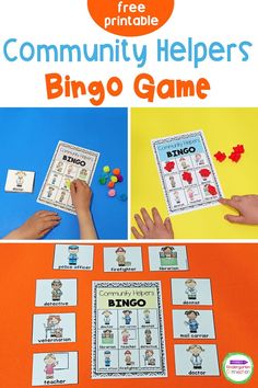 the community helper's bingo game is an easy and fun way to teach kids about