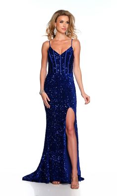 Royal blue fitted sequin formal long dress with v-neckline. Fitted V-neck Sequin Dress For Prom Season, Formal V-neck Sequin Dress For Gala, Formal V-neck Evening Dress With Sequins, V-neck Sequin Dress For Prom, Fitted Sequin V-neck Prom Dress, Fitted V-neck Sequin Prom Dress, Sequin V-neck Dress With Fitted Bodice For Evening, Fitted V-neck Sequin Dress For Prom, Fitted Maxi Dress With Contrast Sequin For Prom