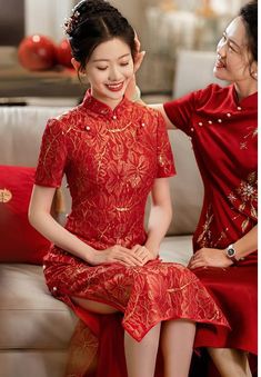 Red Cheongsam, Maple Leaf Pattern, Qipao Pattern, Wedding Qipao, Red Qipao, Modern Qipao, Chinese Wedding Dress, Qipao Cheongsam, Traditional Chinese Dress