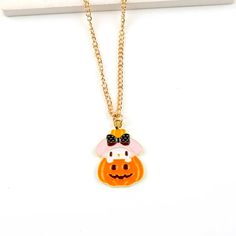 My Melody Halloween Necklace New / Never Used My Melody Pumpkin Charm Other Sanrio Characters Available At My Shop! Cute Halloween Party Jewelry, My Melody Pumpkin, My Melody Halloween, Sanrio Orange, Sanrio Necklace, Halloween Sanrio, Sanrio Jewelry, Cupcake Necklace, Kawaii Necklace