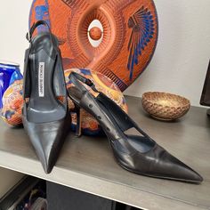 Manolo Blahnik Black Leather Heels Size 38 Great Preowned Condition Worn Twice 4” Heel Shoes Manolo Blahnik, Manolo Blahnik Black, Blahnik Shoes, Manolo Blahnik Shoes, Black Leather Heels, Manolo Blahnik, Leather Heels, Shoes Women Heels, Shoes Heels