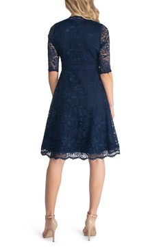 Ornate lace and semisheer sleeves create a gorgeous silhouette for this V-neck dress. 92% nylon, 8% spandex Dry clean Made in the USA Elbow Sleeve, Nordstrom Dresses, V Neck Dress, Sleeve Dress, Onyx, Neck Dress, Dresses With Sleeves, Cocktail Dress, Dry Clean