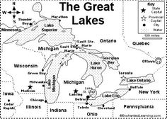 a black and white map of the great lakes