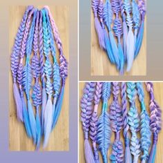 pastel Unicorn Inspired Puffy Festival Rave Braid Extensions Viking Braids, Fishtail Braids