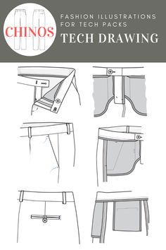 the instructions for how to draw chino pants with pencils and scissors on them