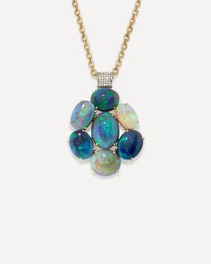 One of a Kind Pavé Opal Supreme Pendant Necklace 18k Gold – Irene Neuwirth Luxury Opal Necklace With 17 Jewels, Opal Multi-stone Pendant Necklace, Luxury Oval Opal Necklaces, Irene Neuwirth Jewelry, Gem Pendant, Old Mine Cut Diamond, White Gold Necklace, Irene Neuwirth, White Gold Necklaces