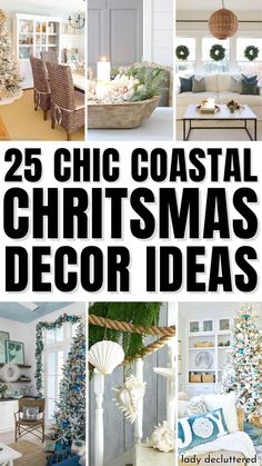 25 Chic Coastal Christmas Decor Ideas Christmas Beachy Decor, Christmas Decor Ideas Florida, Seaside Christmas Decorations, Coastal Winter Decor Ideas, Coastal Mantel Decor, Winter Coastal Bedroom, Coastal Holiday Decor Christmas Ideas, Lake House Christmas Tree Ideas, Winter Coastal Decor