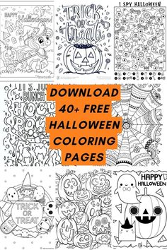 halloween coloring pages for adults and children with the text, free 40 + printable halloween coloring