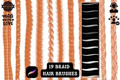 Introducing the Braid Beauties Set! This pack includes 19 realistic textured hair brushes for Procreate, perfect for creating detailed and lifelike braids. These high-resolution brushes can be used in any size, making them ideal for both personal and commercial projects like t-shirts, stickers, mugs, and more. With over 20 years of experience as an artist and more than 10 years in digital art, my passion is to provide tools that enhance your creativity. Enjoy instant download, 24/7 email support Procreate Hair Brushes Loc, Procreate Brushes Free, Brushes For Procreate, Hair Brushes, Procreate Brushes, Beauty Sets, Hair Brush, Textured Hair, Digital Drawing