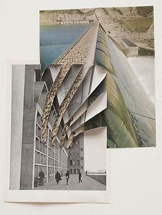 an image of architectural collages with people walking