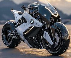 a futuristic motorcycle is shown in the desert