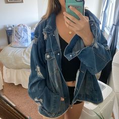 Purchased It Brand New, Took The Tag Off But Only Wore It Once. I’m Usually A Size M And It Fits Just Fine Oversized Cute Look! Questions? Leave A Comment Below! Ripped Denim Blue Outerwear For Fall, Ripped Long Sleeve Medium Wash Outerwear, Ripped Medium Wash Long Sleeve Outerwear, Medium Wash Ripped Long Sleeve Outerwear, Oversized Distressed Denim Blue Outerwear, Ripped Oversized Winter Outerwear, Casual Distressed Oversized Outerwear, Oversized Denim Blue Outerwear, Oversized Denim Blue Denim Outerwear