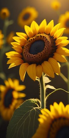 the sunflower is blooming in the field