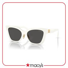 in stock Chic Optic White Polarized Sunglasses, Chic Optic White Sunglasses With Polarized Lenses, Chic Miu Miu Sunglasses For Evening, Chic Miu Miu Evening Sunglasses, Chic Optic White Cat Eye Sunglasses With Polarized Lenses, Miu Miu Sunglasses With Gradient Lenses For Evening, Miu Miu Gradient Lenses Sunglasses For Evening, Modern Miu Miu Sunglasses With Glass Lenses, Luxury Miu Miu Evening Sunglasses