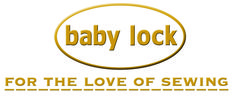 the baby lock for the love of sewing logo is shown in gold on a white background