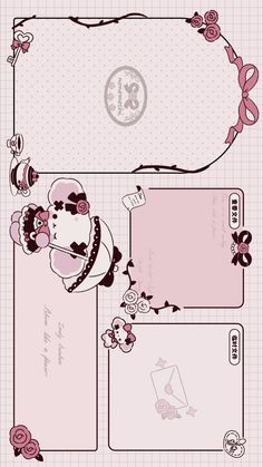 a pink card with flowers and hearts on it