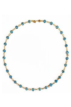 An instant #SeliniSister staple! Our Mati Mati necklace is timeless and fun. Style yours with the Stylelove chain or Grecian chain! Fun, no matter how you style it. Chain Length: 18 inches with 0.25 inch station beadsGold plated brass with glass beads. Blue Beaded Chain Charm Necklace As Gift, Blue Beaded Necklaces With Chain, Blue Charm Necklace With Adjustable Chain, Adjustable Blue Chain Necklace, Light Blue Beaded Chain Jewelry Gift, Adjustable Blue Jewelry With Delicate Chain, Blue Beaded Necklaces With Delicate Chain And Round Beads, Blue Beaded Necklaces With Delicate Chain, Adjustable Blue Chain Necklace As Gift