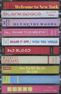 several cassettes stacked on top of each other with the words welcome to new york