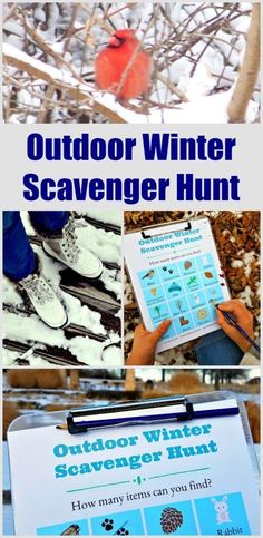 an outdoor winter scavenger hunt for kids