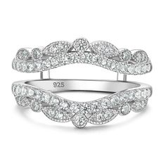 two wedding bands with diamonds on each band