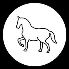 a black and white image of a horse in a circle with the word, horses on it