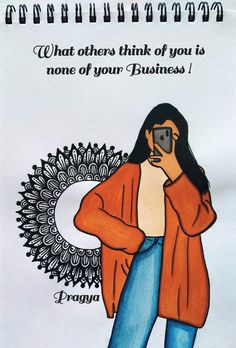 a drawing of a woman taking a selfie with her cell phone