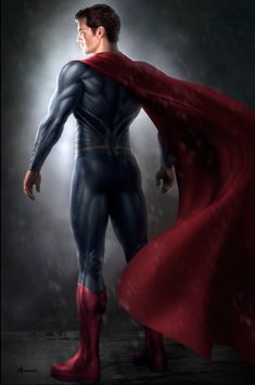 a man dressed as superman standing in the dark