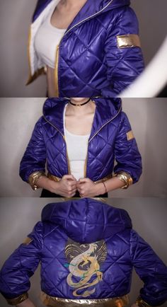 "Akali K/DA Cosplay is available for custome order! It is a fully handmade, professionally made cosplay costume. Created using high-quality materials with love, care and attention to details. 🎥 Source - LoL 💥 Сharacter - K/DA Akali skin Costume includes: ✅ Jacket with the embroidered dragon patch made of raincoat material with satin lining, embellished with shining golden pleather. ✅ White top with black trim made of supplex - light, stretchy and breathable fabric that is often used for sports Kda Akali Cosplay, Kda Cosplay, Akali Kda, Lol Cosplay, Kda Akali, League Of Legends Cosplay, Cosplay League Of Legends, Embroidered Dragon, Star Costume