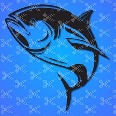 an image of a fish that is on a blue background with white and black lines