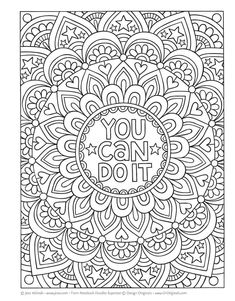 an adult coloring book with the words you can do it in black and white ink