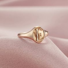 Floral Engraved Initial Signet Ring | Etsy Personalized Heirloom Rose Gold Initial Ring, Rose Gold Hallmarked Initial Ring For Gift, Classic Personalized Rose Gold Initial Ring, Luxury Rose Gold Initial Ring, Classic Rose Gold Initial Ring As A Gift, Classic Rose Gold Initial Ring As Gift, Fine Jewelry Engraved Ring With Initials For Gift, Personalized Heirloom Rose Gold Signet Ring, Luxury Personalized Rose Gold Initial Ring