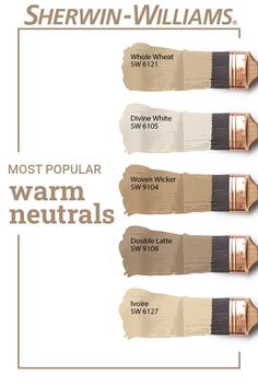 the most popular warm neutrals from sherylin - williams, which are available in different colors