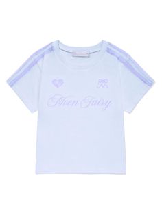 This is a casual and trendy top by MOONFAIRY that is made out of high quality and sturdy material. With distinctive mood of the design and comfortable wear, you can style it for your casual daily outfit.- Unique graphic artwork detail- Soft and sturdy cotton 100% fabric- Young and feminine mood Trendy Blue Top With Sublimation Print, Trendy Light Blue Top With Letter Print, Trendy Light Blue Top With Graphic Print, Trendy Blue T-shirt With Front Print, Trendy Light Blue Text Print Top, Light Blue Letter Print T-shirt For Spring, Light Blue Graphic Tee With Letter Print, Cute Light Blue Crew Neck T-shirt, Light Blue Logo Print T-shirt For Summer