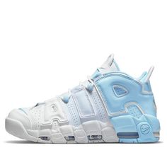 Nike Blue Throwback Sneakers, Nike Blue Throwback Basketball Shoes, Blue Throwback Basketball Shoes, Blue Sneakers With Air Max Cushioning For Sports, Nike Light Blue Sporty Basketball Shoes, Light Blue Sporty Basketball Shoes, Up Tempo Nike, Nike Azul, Nike Air Uptempo