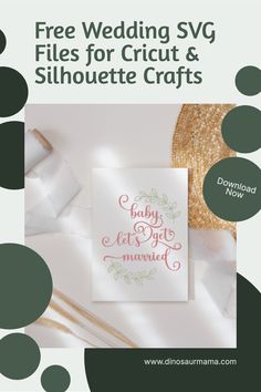 the free wedding svg files for cricut and silhouette crafts is on display