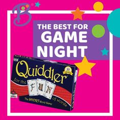 the best for game night is quizder on the front cover of this postcard