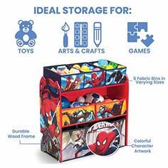 the spiderman toy storage for toys and crafts is shown with instructions to make it