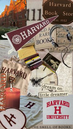 the collage shows many different books and things in this photo, as well as an image