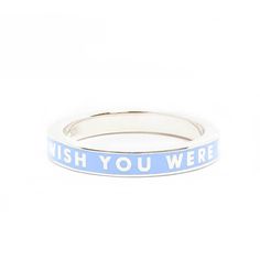 Blue Enamel Silver Travel-Inspired Ring "Wish You Were Here" - JET SET CANDY  (1925226004538) Travel Ring, Preppy Gifts, Preppy Jewelry, Travel Charms, Wish You Were Here, Classy Jewelry, Wish You Are Here, Enamel Ring, Diy Crafts Jewelry